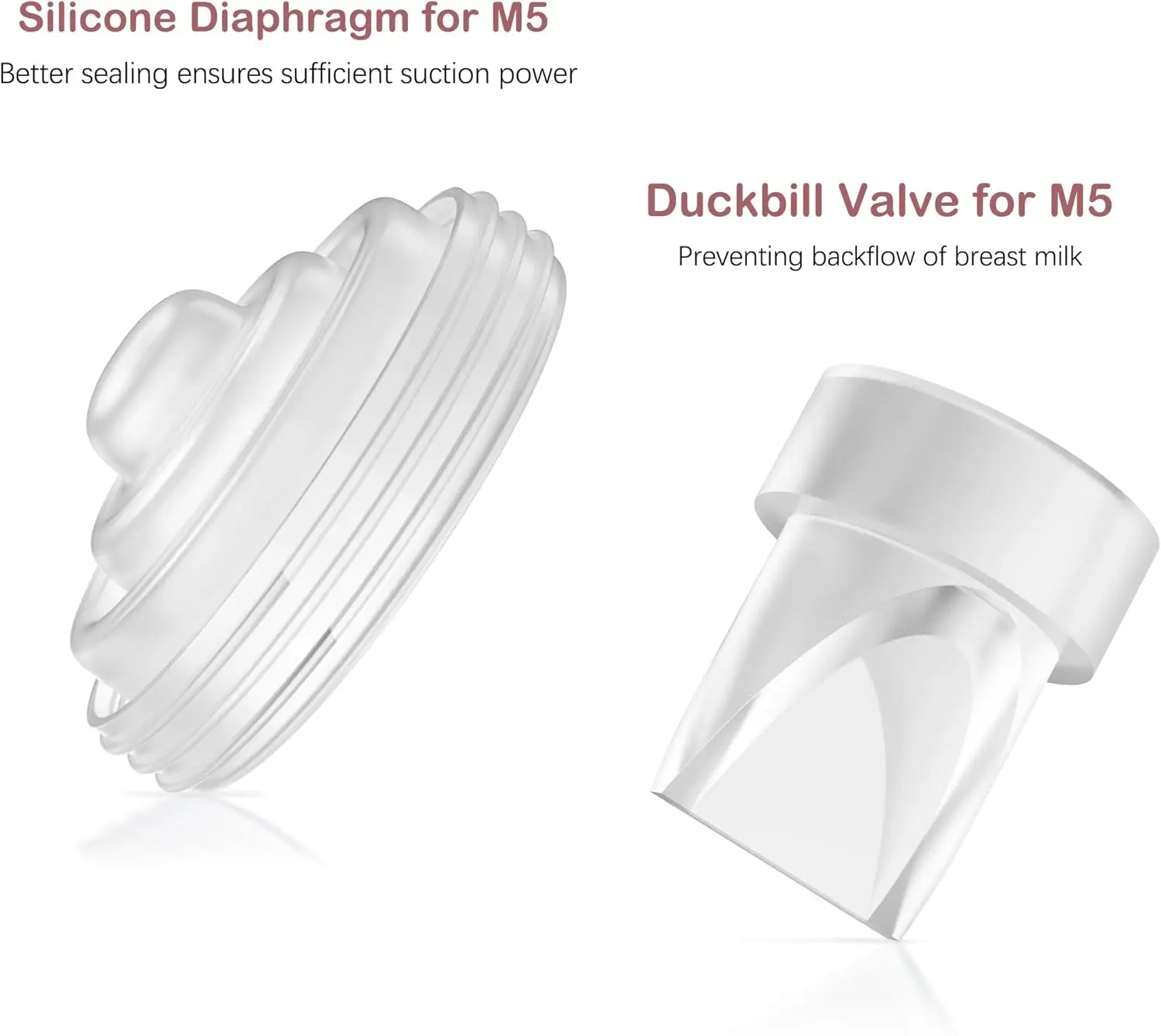 Duckbill Valves Silicone Diaphragm Compatible with Momcozy M5 Breast Pump, Replacement Pump Parts Accessories Compatible for M5 4