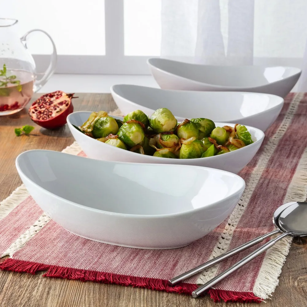

Oval Porcelain Tableware Bowl Set of 4