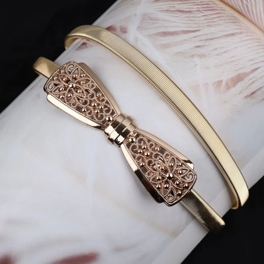 Elegant Gold and Silver Leaf Elastic Waist Belt