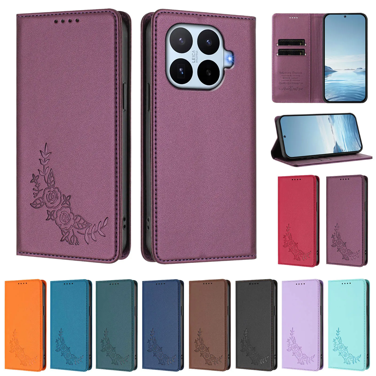 Premium Magnetic Leather Wallet Flip Phone Case