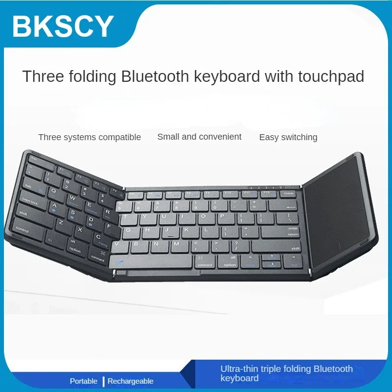 

Bluetooth 5.1 Keyboard 3 Channels Connection Tri Portable Folding Wireless Keyboard for Windows Android IOS Tablet Ipad Phone