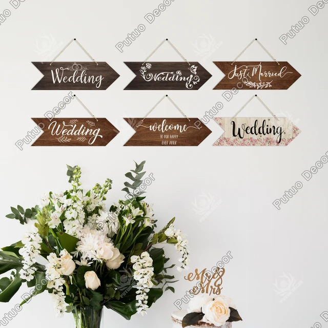 Putuo Decor Wedding Arrow Wooden Sign - A Perfect Addition to Your Wedding Scene