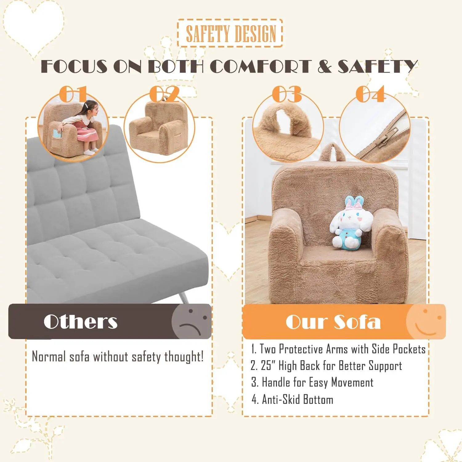 Plush children's sofa Sofa reading chair with child-friendly handling 6