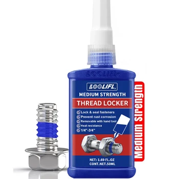 Blue Thread Locker 243 – Medium Strength Screw Adhesive for Nuts & Bolts | Anaerobic Curing Thread Sealant, Rustproof Metal Fastener Locking Glue 1