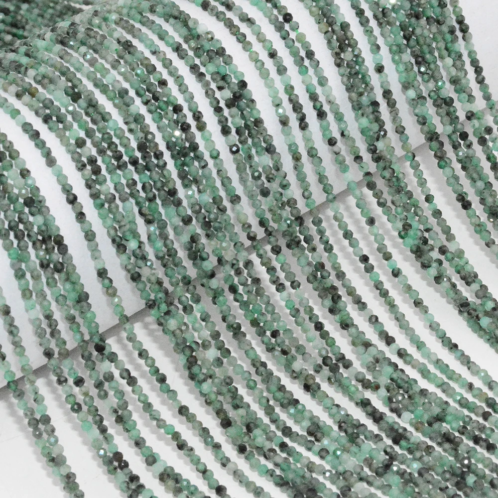 Natural Emerald Faceted Round Beads 2.2mm