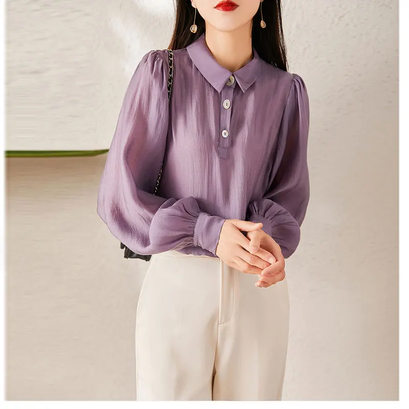 

Новинка лета 2023, пуловер с отложным воротником и длинными рукавами, рубашка Tiansi для женщин