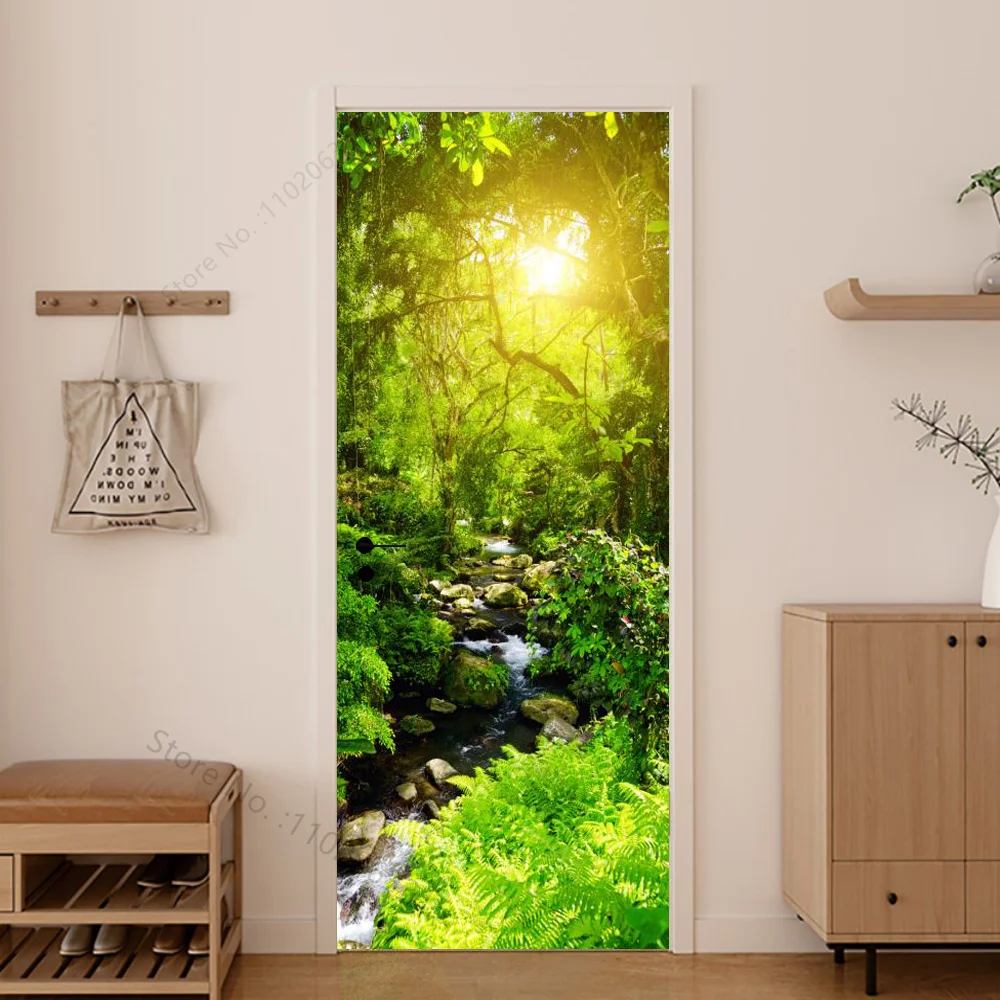 Door Wallpaper Stickers for Bedroom Living Room