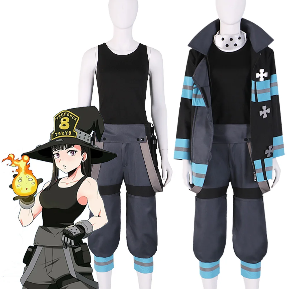 Fire Force Shinra Kusakabe Maki Oze Uniform Outfit Anime Cosplay Costume 