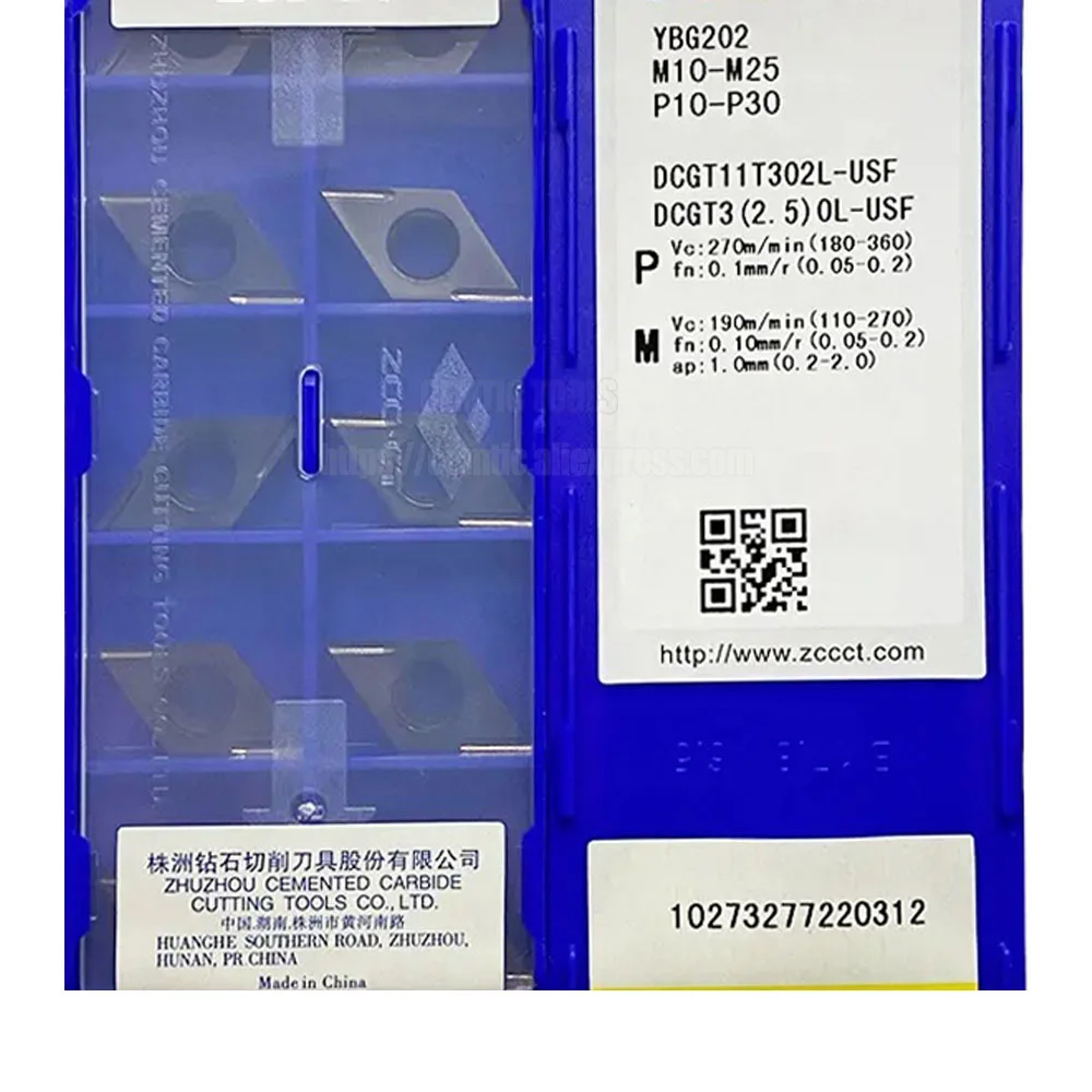 

Original 10pcs ZCC YBG202 DCGT11T302L-USF Carbide Cutting Inserts Lathe Tools