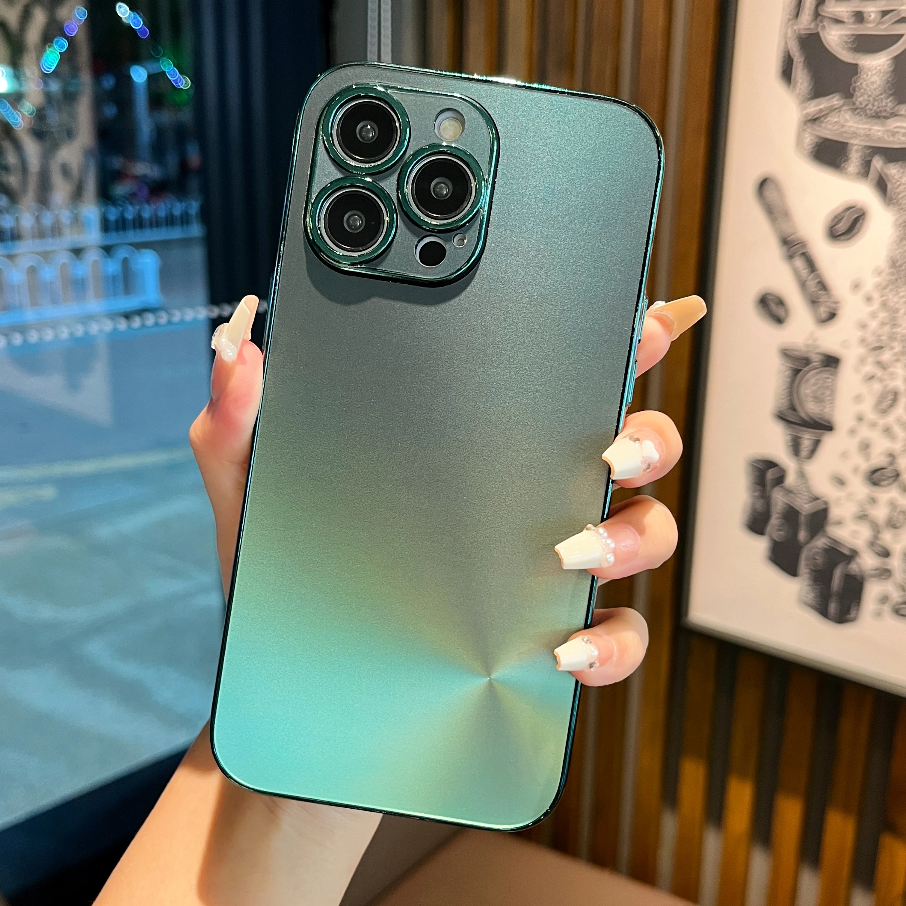 Sleek Silver & Gold Mirror Matte Shockproof Case with Purple Hard Back Cover