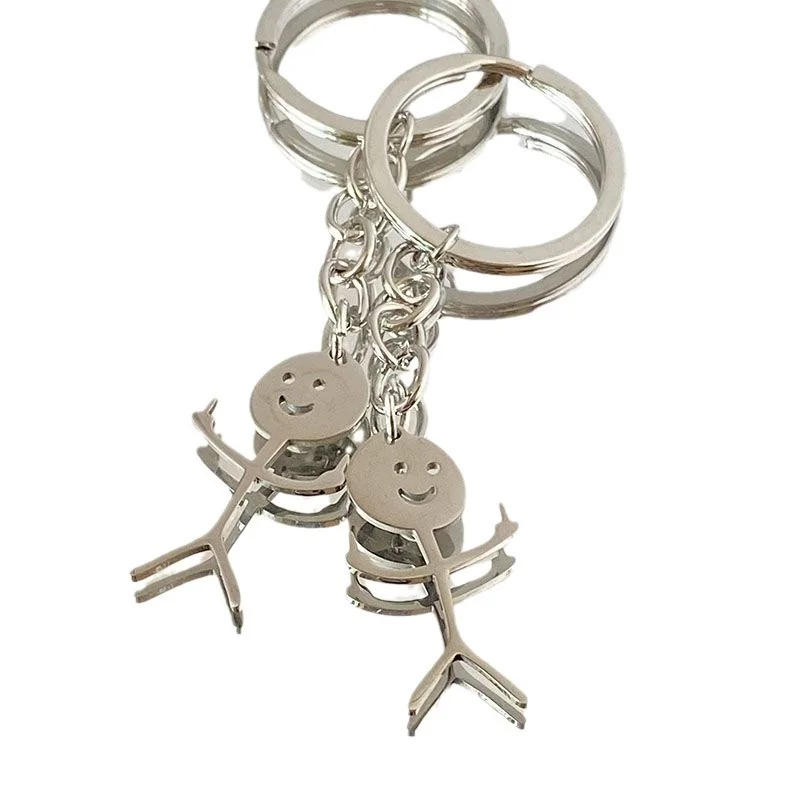 Stainless Steel Hip Hop Funny Doodle Pendant Keychain for Girls Car Key Chains Phone Chain Buckle Jewelry Accessories Gift