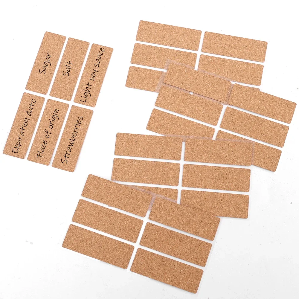 Oak Wooden Label Stickers Waterproof Kitchen Spice Label Sticker Home Jars Bottles Tags Labels White Marker DIY Envelope Decals