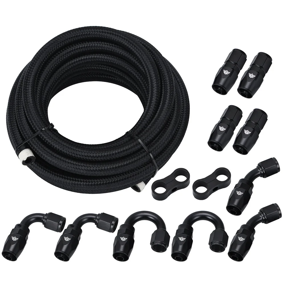 

AN10 -10AN Fitting Stainless Steel Nylon Braided Oil Fuel Hose Line Kit 16FT