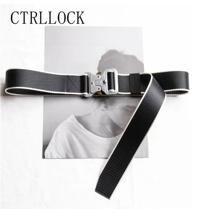 CTRLLOCK Techwear 4cm Width Metal Buckle Canvas Belt Women's Long