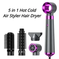 Sèche-cheveux de voyage 5-en-1 avec lisseur, boucleur, ions négatifs, séchage rapide, vent puissant, 110V-220V pour usage domestique et en salon 1