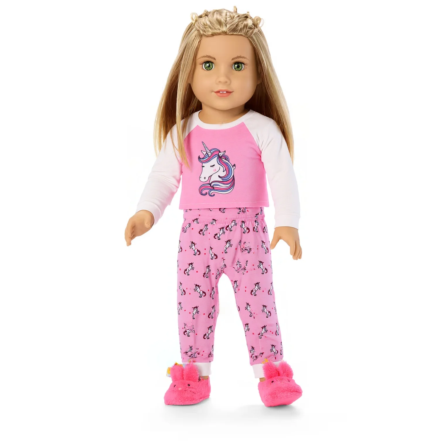 Cute Doll Pattern Pajamas for18inch doll&43 cm Reborn doll Flannel Homewear Set with Cartoon Design, Cozy Sleepwear Loungewear