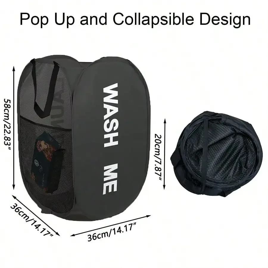 Compact Foldable Mesh Laundry Basket - Space-Saving Portable Dirty Clothes Organizer