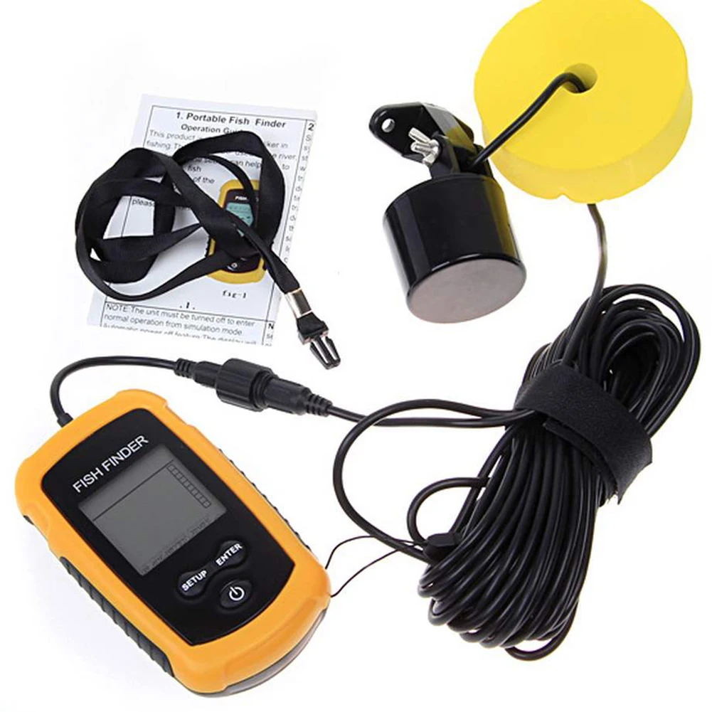 100M Sonar Fish Finders 45 Degrees Sonar Coverage Echo Sounder Alarm Transducer Underwater Fishing Detector for Lake Sea Fishing