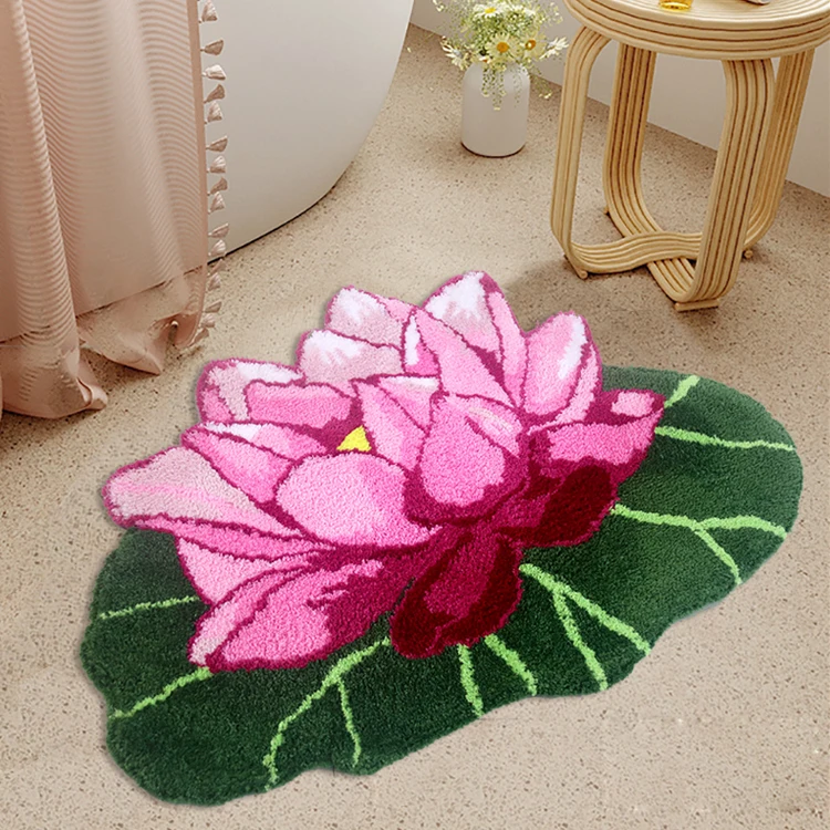 Peony Lotus Flower Carpet Bedroom Decoration Rug Anti-slip Bath Mat