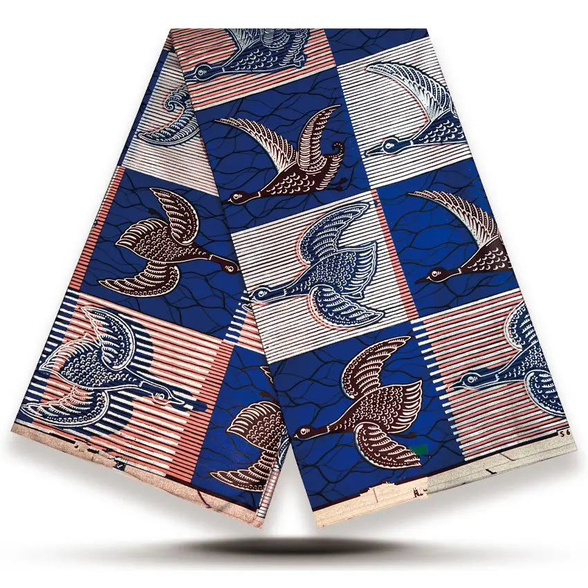 2026 Soft Latest Satin Prints Fabric African Wax Fabric 100% Cotton High Quality 6 Yards per Piece 1