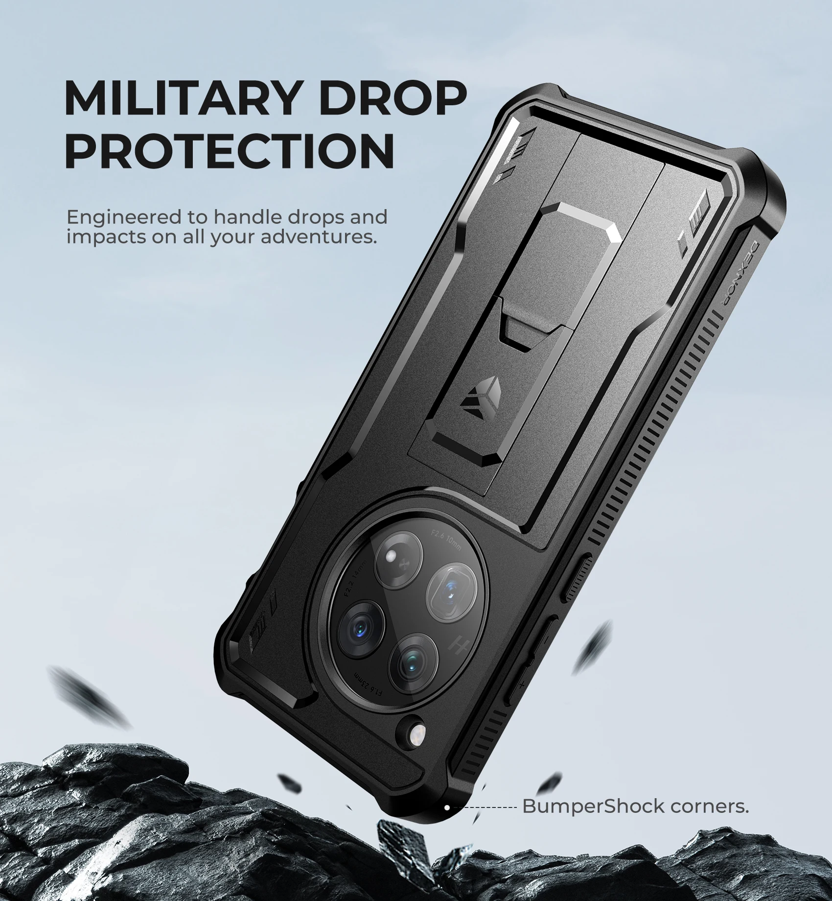 Full Body Military Grade Armor Shockproof Case with Built-in Screen Protector and Bracket