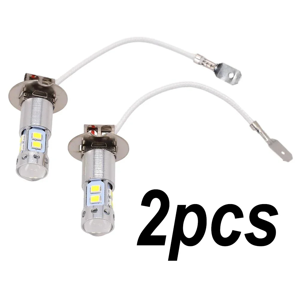 H3 LED 전구 자동차 조명 하이 퀄리티, 주간 주행등, 하이 로우 빔, 3000K 옐로우, 범용, DC 12V, 24V, 2 개