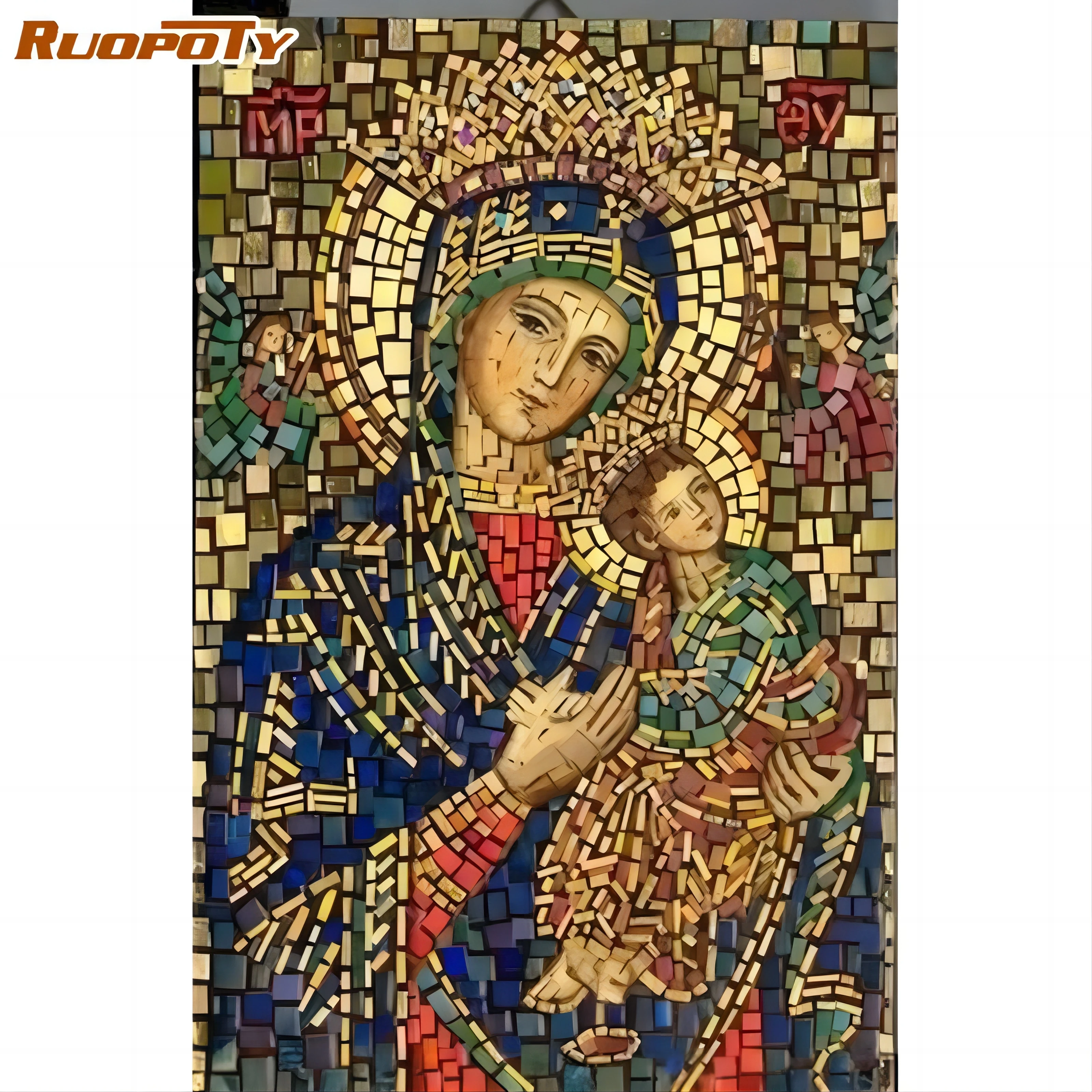 RUOPOTY Full Square Drill 5D DIY Diamond Painting Figure Diamond Embroidery With Frame Virgin Mosaic Home Decor Gift