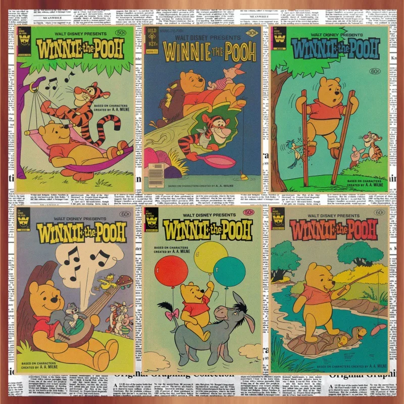 Disney Pittura Decorativa Winnie The Pooh Poster Tigger'S Avventure Poster Vintage Kraft Paper Decorative Wall Art Torri L