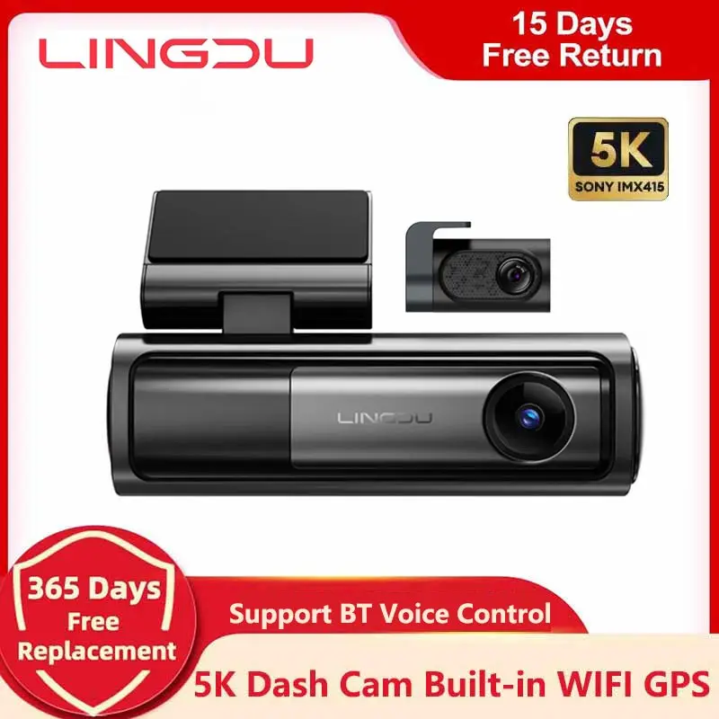 Ingdu Ld06 Dash Cam Anteriore 5K E Posteriore 2K Dual Dash Camera Per Auto Loop Recordin 24 Ore Modalità Di Parcheggio Gps Wifi Controllo Vocale