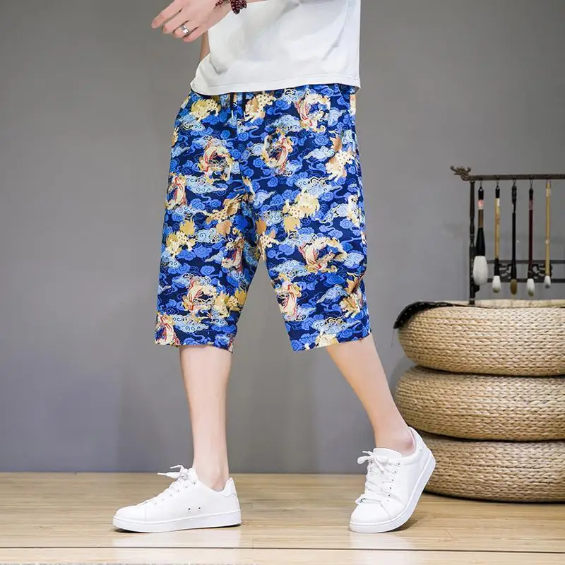 2024 New Summer Holiday Style Oversized Loose Casual Retro American Retro Men's Wear Handsome Cotton Linen Pockets Chic Pants
