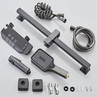 ชุดระบบอาบน้ำในห้องน้ำสีเทารูปปืนกุญแจเปียโนทองเหลือง LED แบบดิจิตอลก๊อกน้ำสำหรับอาบน้ำชุดก๊อกน้ำฝักบัวผสมน้ำร้อนและเย็นดีไซน์ใหม่ อาบน้ำอัพเกรดได้ในครัวเรือน3ฟังก์ชั่นฝักบัวครบชุด 6