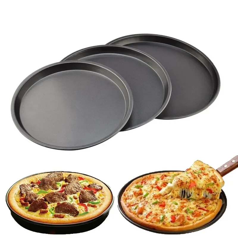 

Round Pizza Plate Pizza Pan Deep Dish Tray Carbon Steel Non-stick Mold Baking Tool Baking Mould Pan Pattern 6 8 9 inch