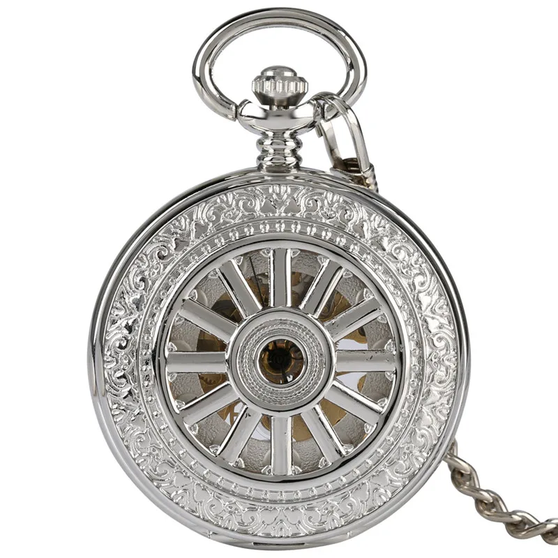 Antique Hollow-out Wheel Design Manual Handwind Mechanical Pocket Watch Fob Watches Pendant Clock Gifts for Men Women