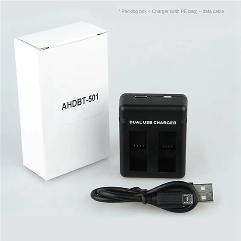 Caricabatteria Dual Port Slot Ahdbt-501 Per Gopro Hero 5 6 7 8 Hero5 Black Cam