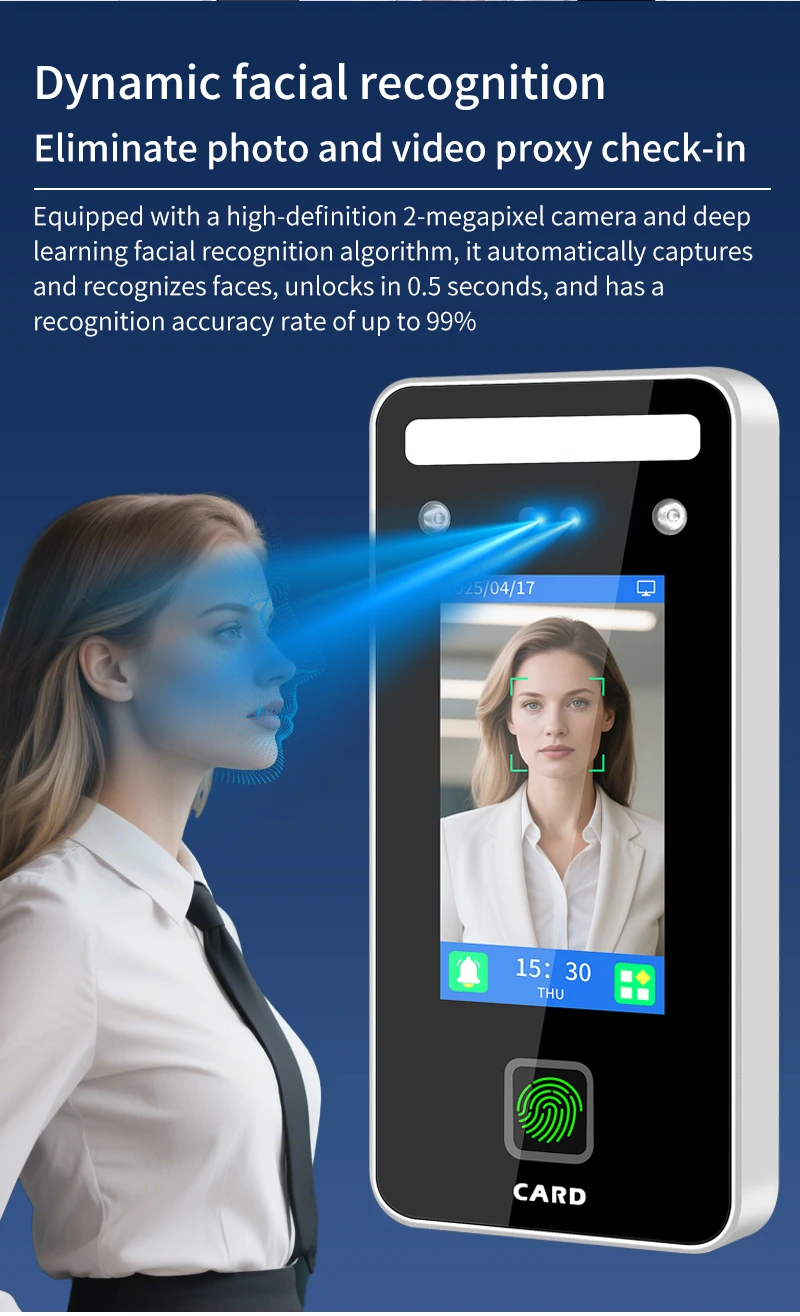 S1000 Wall Mount Dynamic facial Recognition Attendance Access Control Machine 10