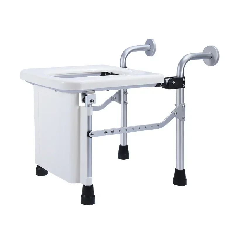 Innovative Wall-Mounted Bathroom Chair, Aluminum Alloy Foldable Seat, Pregnant Squatting Commode, Adult Upgrade, Wall-Mount Seat 2