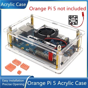 Акриловая фотография Orange Pi 5, для Orange Pi 5 4 / 8 / 16GB RAM RK3588S, с одной платой, дополнительно охлаждающий вентилятор, радиатор