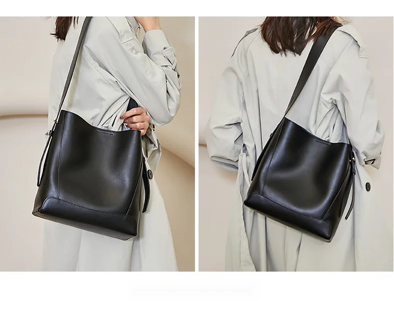 Leren bucket bag dames grote capaciteit schoudertas_voghion.com