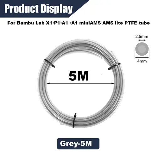 PTFE Tube 2.5mm X 4mm 5M for Bambu Lab X1/X1C/P1P/P1S/A1/A1 Mini/AMS/AMS Lite with Cutter Connectors, 3D Printer Filament Tubing - Image 8