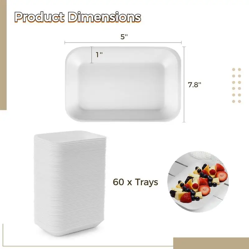 Crafts Foam Trays Disposable Food Trays 60Pcs