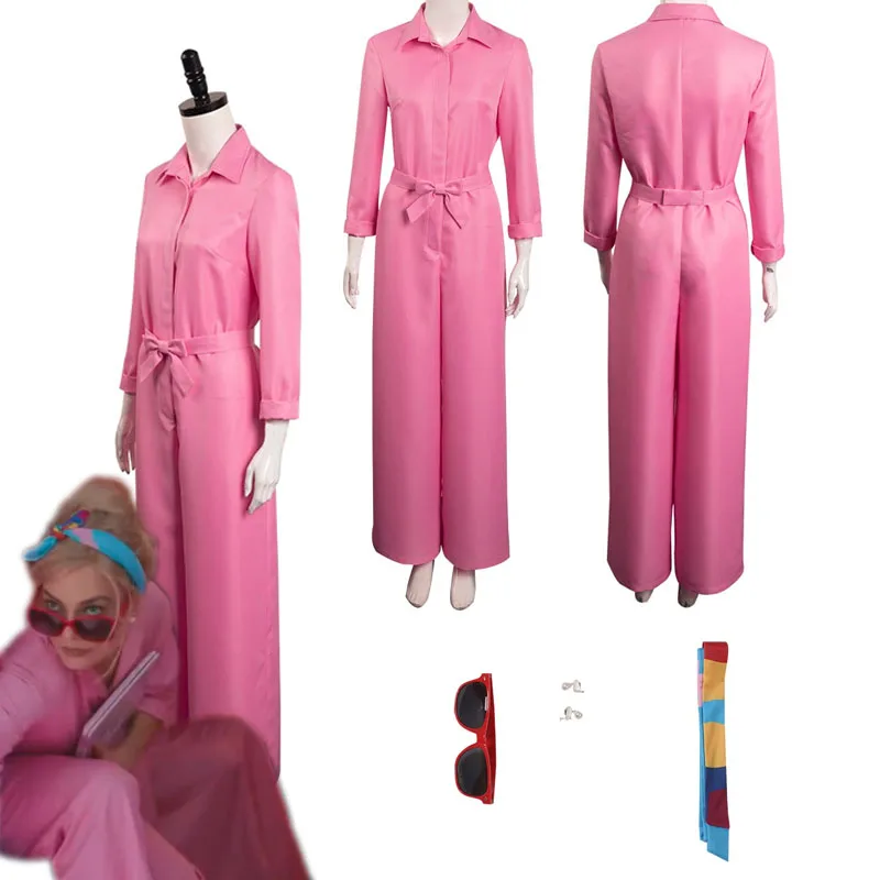

Barbier Margot Pink Jumpsuit Cosplay Costume Headband Sunglasses Outfits Fantasia Women Girls Fashion Party Disguise Suit