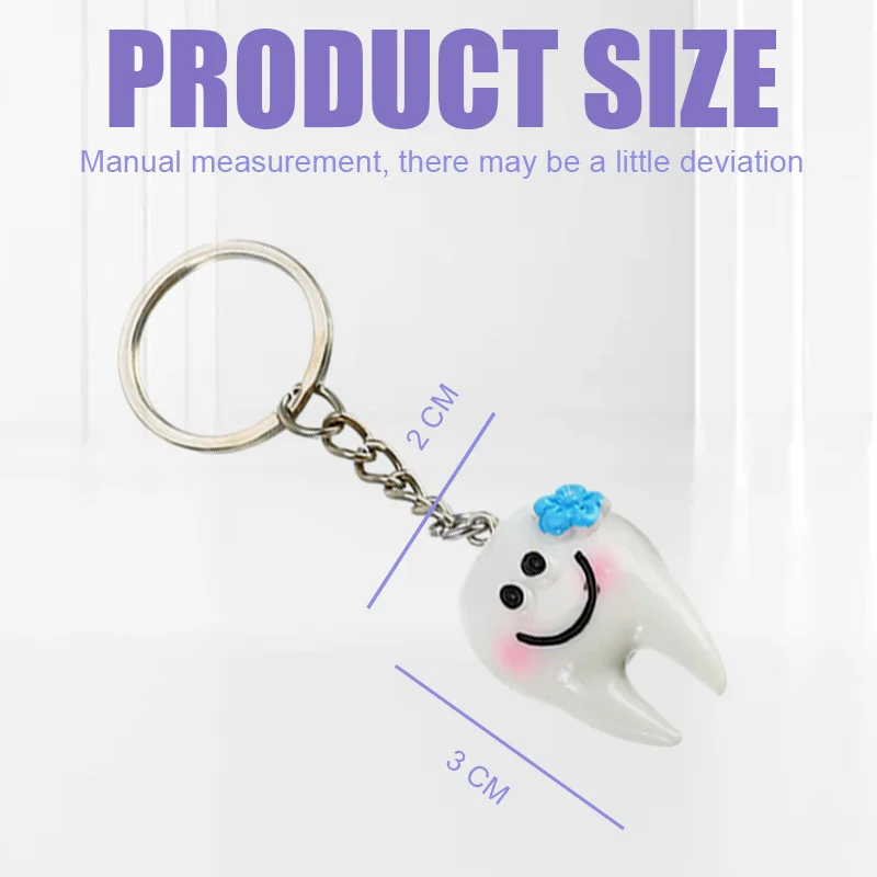 1/5/10 Pcs Dental Tooth Shape Model Simulation Keychain Fashion Keyring Cartoon Lovely Girls Kids Gift Pendant Teeth Key Chain