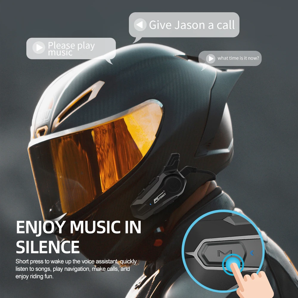 Moto casco interfono auricolare Bluetooth-compatibile 5.0 auricolari Moto altoparlante interfono Wireless cuffie chiamata vivavoce