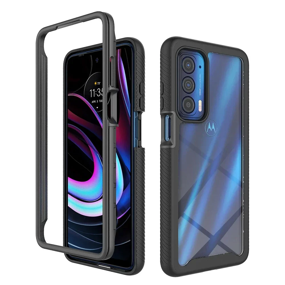 Rugged Armor Shockproof Case with TPU Frame and Transparent Back Cover