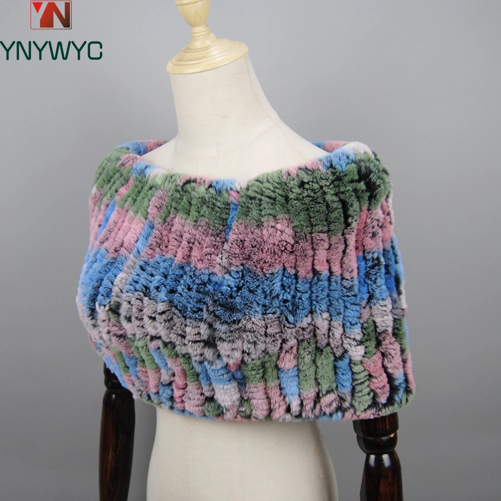 Russian New Winter Warm Fashion Genuine Fur Muffles Ladies Real Rex Rabbit Fur Ring Scarf Circle Long Knitted Real Scarves