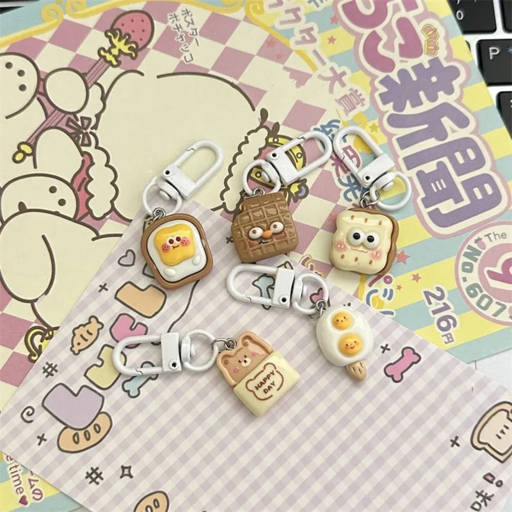 

Cute Cartoon Toast Keychain Creative Breakfast Food Keychain Backpack Pendant Car Key Chain
