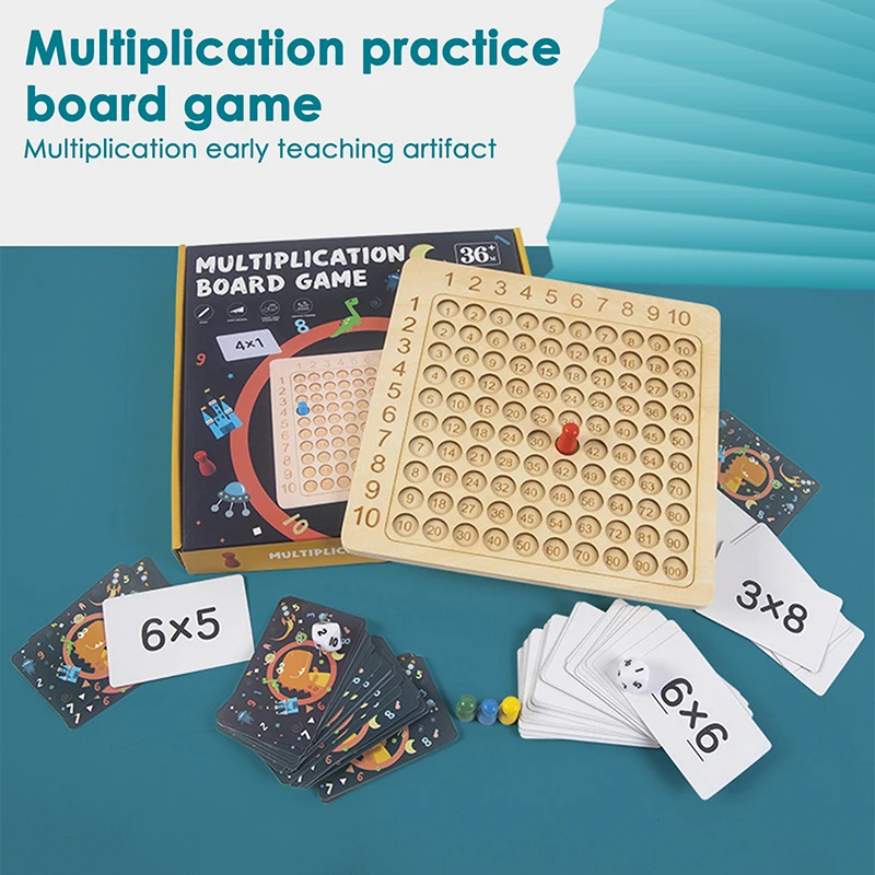 Wooden Montessori Multiplication Board Game Kids Learning Educational Toys Math Counting Hundred Board Interactive Thinking Game educational toys board games math toys learning board toy