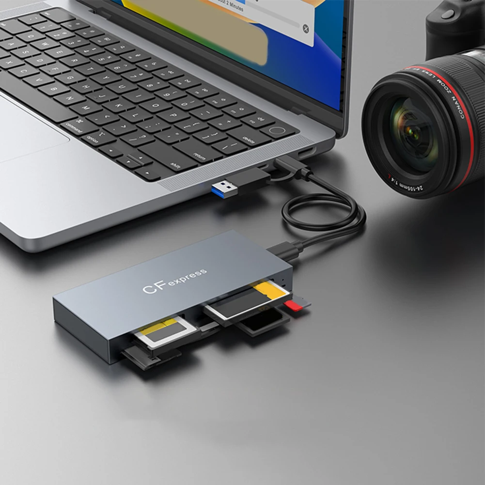 케이블 포함 멀티 CF 익스프레스 리더, USB 3.2 Gen2, 10Gbps 카드 허브 어댑터, 아이폰 15 프로용, 6 in 1 CFexpress 타입 B, CF, XD, MS, SD, TF