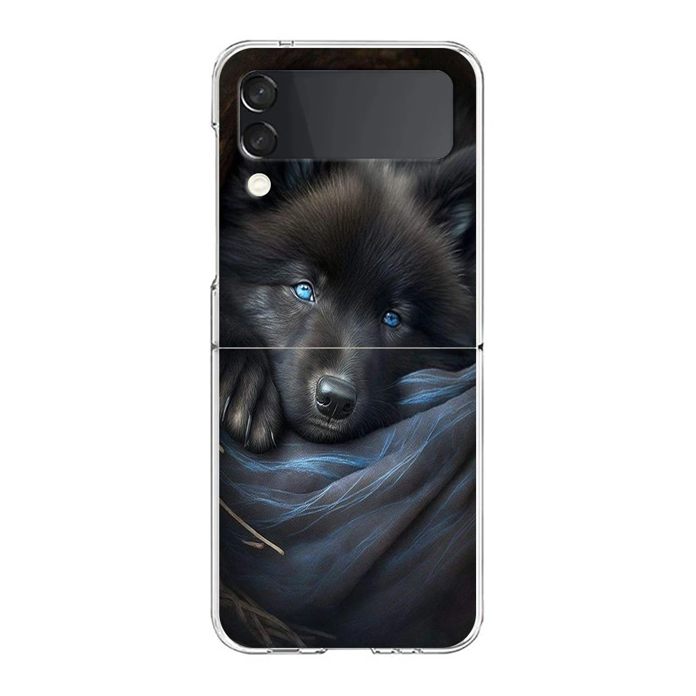 Moon Roaring Wolf Hard PC Handy hülle für Samsung Galaxy Z Flip 5 4 3 transparente Abdeckung für Galaxy Z Flip 6 faltbar stoßfest – Detail 1
