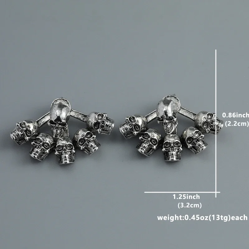 Gothic Ghost Skull Stud Earrings for Men Fashion Hip Hop Biker Earrings Stainless Steel Vintage Punk Devil Skeleton Jewelry Gift